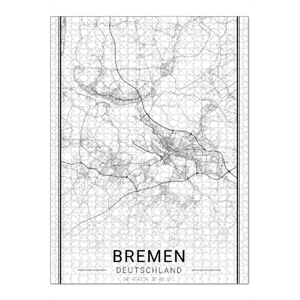 Puzzle Ravensburger "CityMap Bremen" artboxONE - Schwarzweiß,Städte / Weitere,Kartografie
