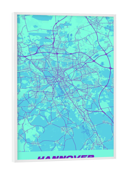 Poster mit weißem Rahmen "Hannover Karte" artboxONE - Städte / Weitere,Kartografie