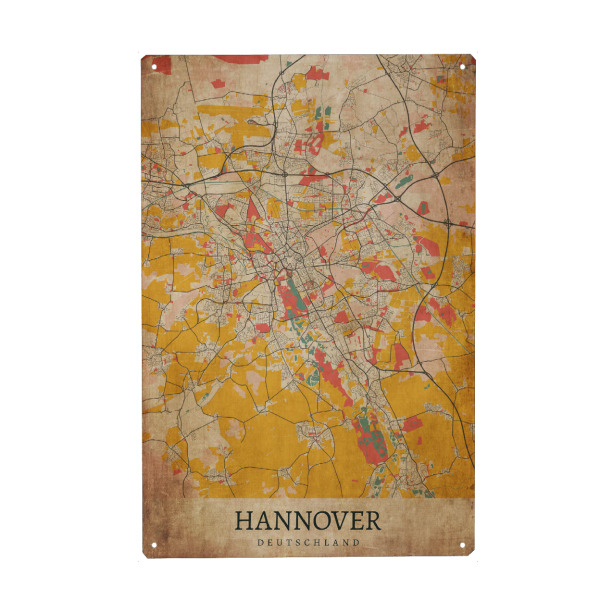 Holzbild "Vintage Stadtplan Hannover" artboxONE - Städte / Weitere,Kartografie