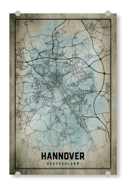 Acrylglasbild "Vintage Stadt Hannover" artboxONE - Städte / Weitere,Kartografie