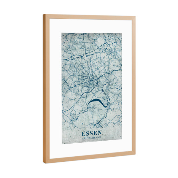 Poster mit Rahmen Kupfer "Essen als Vintage Stadtplan" artboxONE - Städte / Weitere,Kartografie