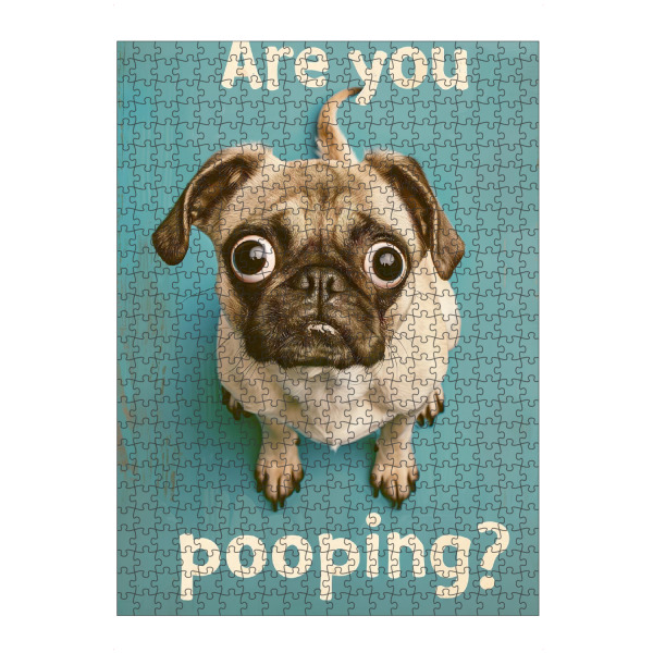 Puzzle Ravensburger "Are you Pooping x Pug" artboxONE - Tiere,Lustig - Klo,Wc,Mops,Pooping,Lustig,Hund,Geschenk,Dog,Toilette - Bild klo