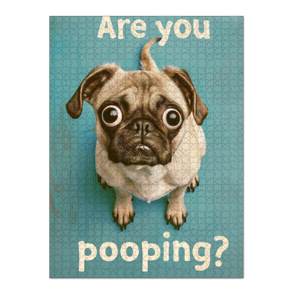 Puzzle Ravensburger "Are you Pooping x Pug" artboxONE - Tiere,Lustig - Klo,Wc,Mops,Pooping,Lustig,Hund,Geschenk,Dog,Toilette - Bild klo