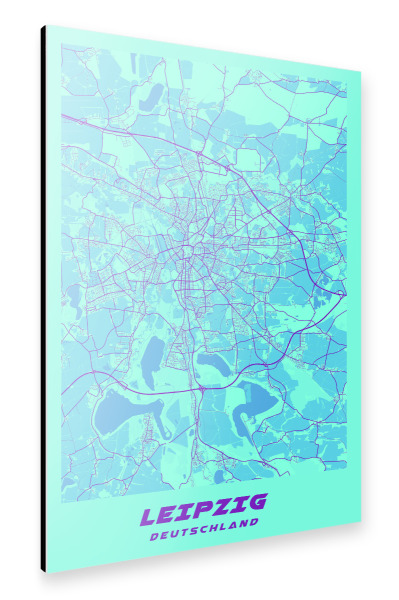 Alu-Dibond "Leipzig Stadtplan" 30x20 cm artboxONE