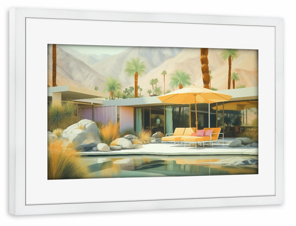 Poster mit Rahmen weiß "Palm Springs retro Home" artboxONE - Natur,Architektur,Reise / Strand und Meer