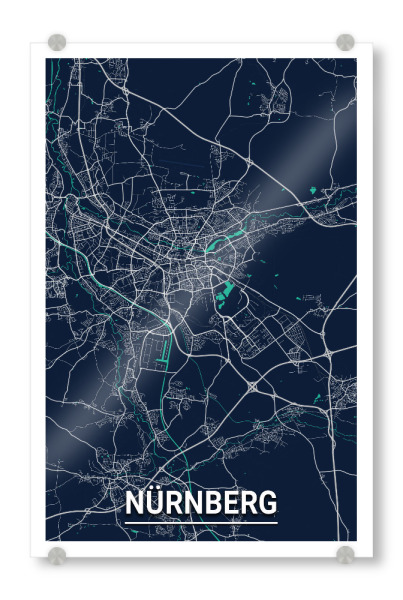 Acrylglasbild "Nürnberg City" artboxONE - Städte / Weitere,Kartografie