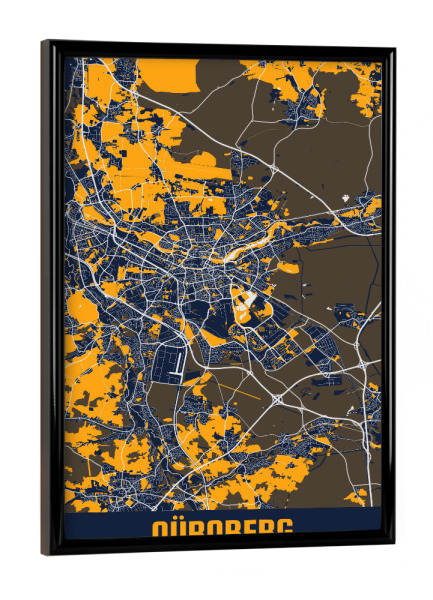 Poster mit schwarzem Rahmen "Nürnberg Map" artboxONE - Städte / Weitere,Kartografie