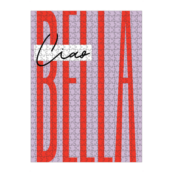 Puzzle Ravensburger "Malou Studio-Ciao Bella - Lila" artboxONE - Typografie,Buchstaben - Liebe,Buchstabe,Zitat,Motivation,Witz,Text,Spruch,Positivität