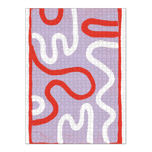 Puzzle Ravensburger "Malou Studio-Leticia Lila Rot" artboxONE - Abstrakt,Für Mama - Pinsel,Modern,Abstrakt,Minimalismus,Linie,Hyggelig,Scandi,Strich