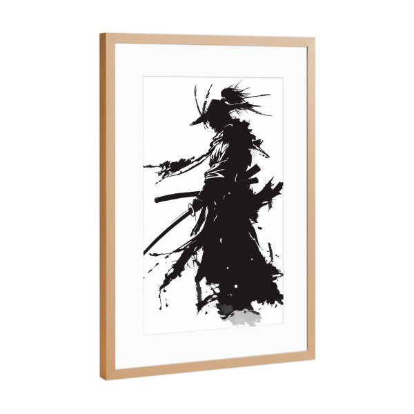 Poster mit Rahmen Kupfer "Samurai silhouette black" artboxONE - Abstrakt,Schwarzweiß,Männer