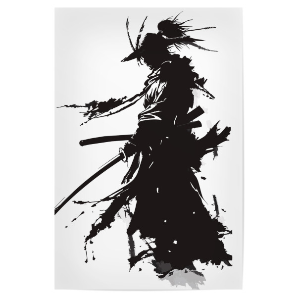 Poster 30x20 cm "Samurai silhouette black" artboxONE - Abstrakt,Schwarzweiß,Männer