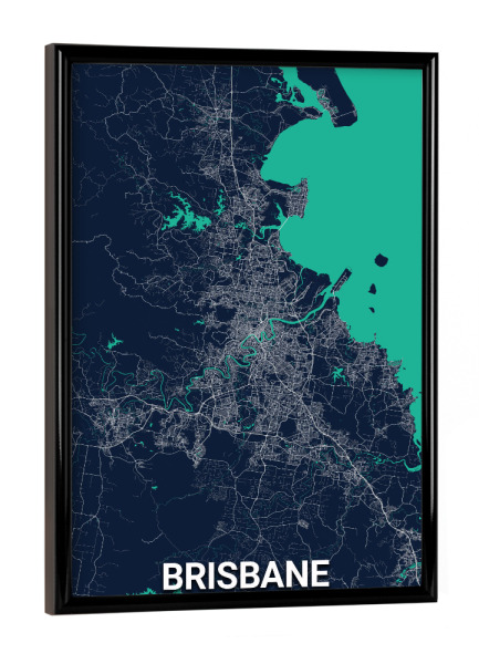 Poster mit schwarzem Rahmen "Brisbane CityMap" artboxONE - Städte / Weitere,Kartografie