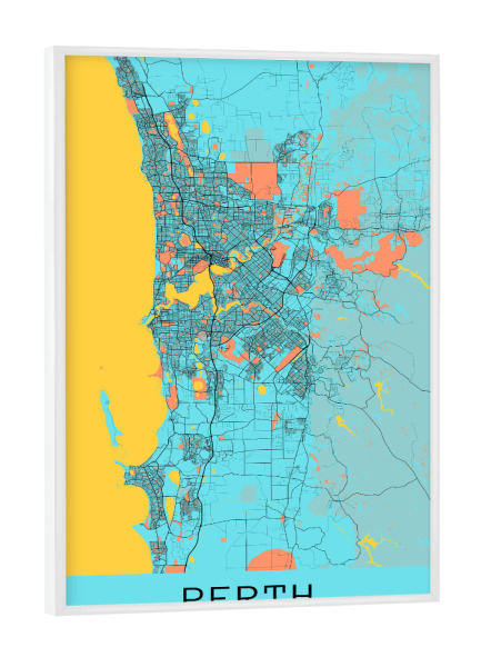 Poster mit weißem Rahmen "Perth Stadtplan" artboxONE - Städte / Weitere,Kartografie