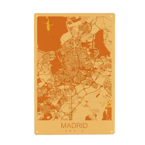 Holzbild "Stadt Madrid Map" artboxONE - Städte / Weitere,Kartografie