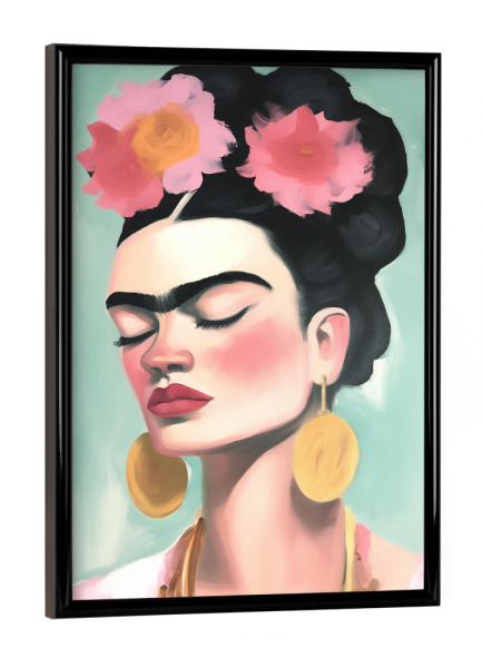 Poster mit schwarzem Rahmen "Frida Pastel Zauber" artboxONE - Natur,Floral,Menschen