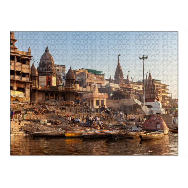 Puzzle Ravensburger "Die Tempel von Varanasi am Ganges" artboxONE - Architektur,Reise / Asien
