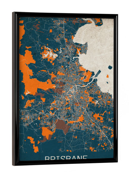 Poster mit schwarzem Rahmen "Brisbane Vintage Map" artboxONE - Städte / Weitere,Kartografie