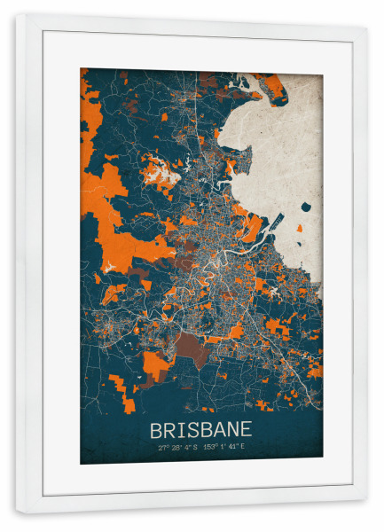 Poster mit Rahmen weiß "Brisbane Vintage Map" artboxONE - Städte / Weitere,Kartografie