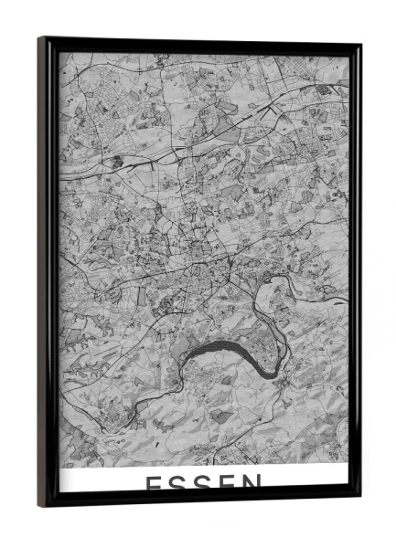 Poster mit schwarzem Rahmen "Stadtplan Essen" artboxONE - Städte / Weitere,Kartografie