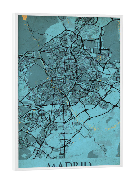 Poster mit weißem Rahmen "Retro Madrid City" artboxONE - Städte / Weitere,Kartografie