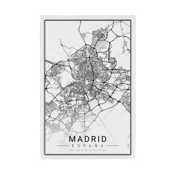 Holzbild "Citymap Madrid" artboxONE - Schwarzweiß,Städte / Weitere,Kartografie