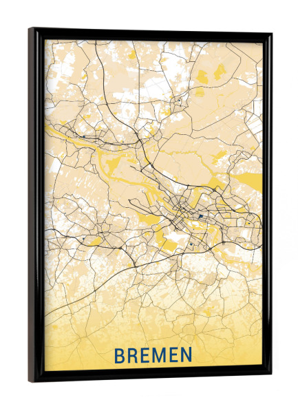 Poster mit schwarzem Rahmen "Stadt Bremen Karte" artboxONE - Städte / Weitere,Kartografie