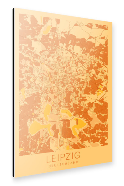 Alu-Dibond "Cityplan Leipzig" 30x20 cm artboxONE
