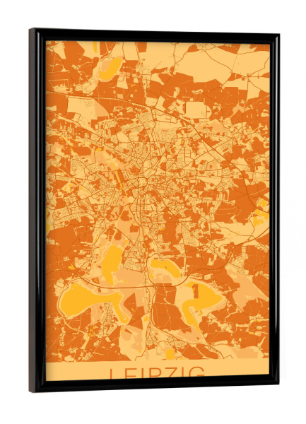 Poster mit schwarzem Rahmen "Cityplan Leipzig" artboxONE - Städte / Weitere,Kartografie