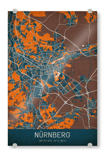 Acrylglasbild "Nürnberg Vintage" artboxONE - Städte / Weitere,Kartografie