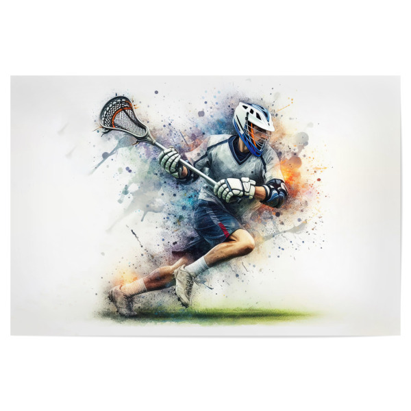 Poster "Lacrosse-Spieler Z" artboxONE - Sport,Sport / Motivation - Sport,Sportler,Farbe,Bunt,Spieler,Aquarell,Lacrosse,Ball,Schläger