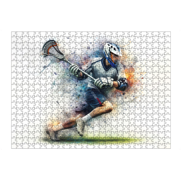 artboxONE Puzzle "Lacrosse-Spieler Z" artboxONE - Sport,Sport / Motivation - Sport,Sportler,Farbe,Bunt,Spieler,Aquarell,Lacrosse,Ball,Schläger