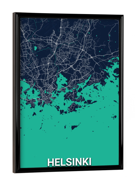 Poster mit schwarzem Rahmen "Helsinki Map" artboxONE - Städte / Weitere,Kartografie