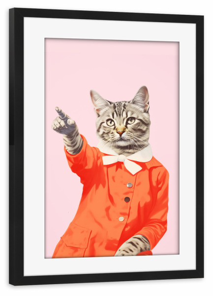 Poster mit Rahmen schwarz "Malou Studio-Kitty Cat Orange" artboxONE - Für Kinder,Tiere,Fashion