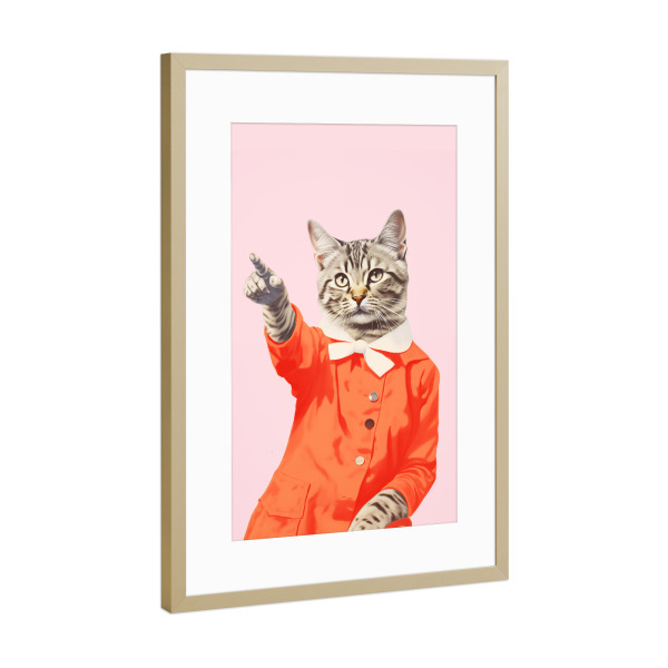 Poster mit Rahmen Gold "Malou Studio-Kitty Cat Orange" artboxONE - Für Kinder,Tiere,Fashion