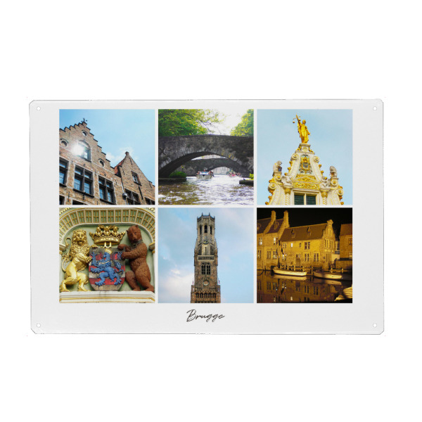 Metall Poster "Brugge Collage" artboxONE - Städte,Reise,Architektur,Reise / Länder