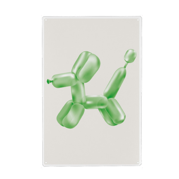 Metall Poster "Malou Studio-Balloon Dog G" artboxONE - Für Kinder,Tiere,Lustig - Museum,Ballon,Tier,Haushund,Barbie,Kunst,Farbenfroh,Bunt,Jeff koons