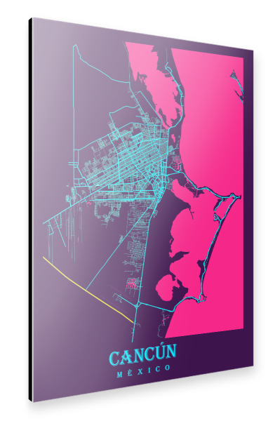 Alu-Dibond "Map Cancun" 30x20 cm artboxONE