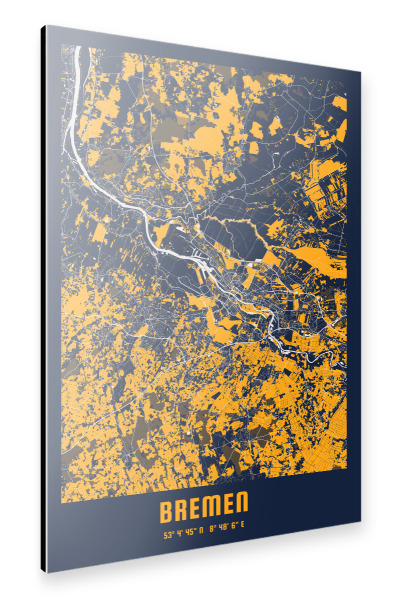 Alu-Dibond "Bremen als Stadtplan" 30x20 cm artboxONE