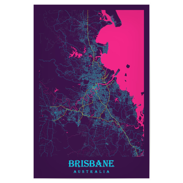 Poster "Stadt Brisbane Australien" artboxONE - Städte / Weitere,Kartografie