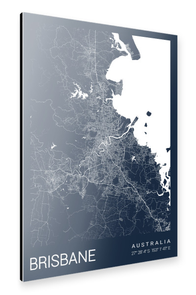 Alu-Dibond "Brisbane Stadt Map" 30x20 cm artboxONE