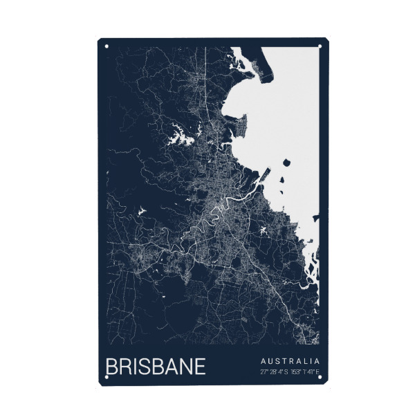 Metall Poster "Brisbane Stadt Map" artboxONE - Städte / Weitere,Kartografie