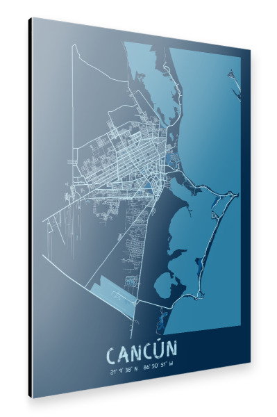 Alu-Dibond "Stadtplan Cancun" 30x20 cm artboxONE