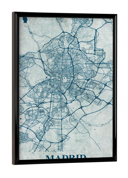 Poster mit schwarzem Rahmen "Retro City Madrid" artboxONE - Städte / Weitere,Kartografie