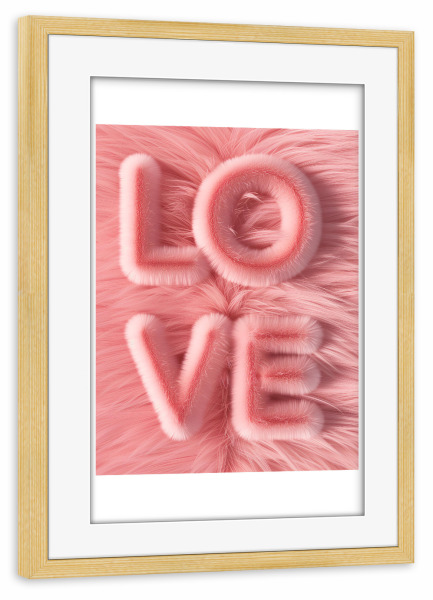 Poster mit Rahmen kiefer "Malou Studio-Flauschige Liebe R" artboxONE - Typografie,Liebe,Buchstaben