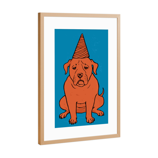 Poster mit Rahmen Kupfer "Dog ice cream" artboxONE - Tiere - Dog ice cream,Animal,Dog,Modern art,Illustration,Animal lovers,Cute dog,Humor,Funny