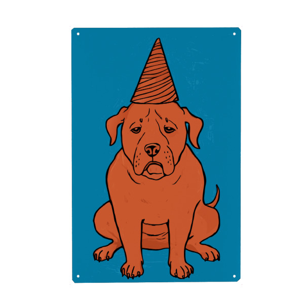 Holzbild "Dog ice cream" artboxONE - Tiere - Dog ice cream,Animal,Dog,Modern art,Illustration,Animal lovers,Cute dog,Humor,Funny