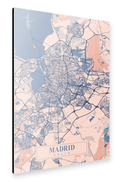 Alu-Dibond "Madrid Stadt Map" 30x20 cm artboxONE