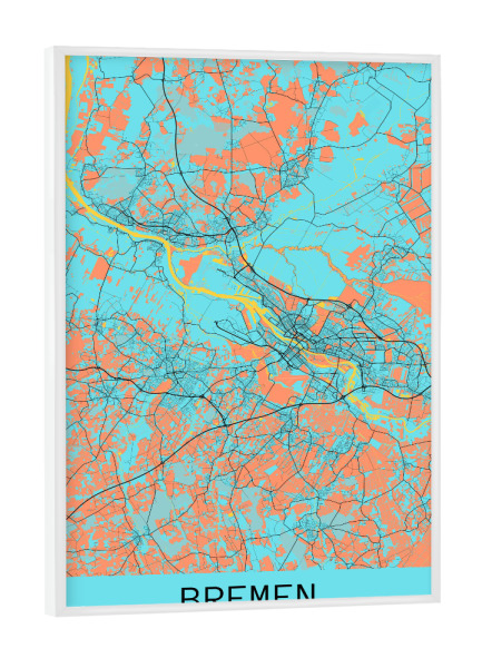 Poster mit weißem Rahmen "Bremen Map" artboxONE - Städte / Weitere,Kartografie