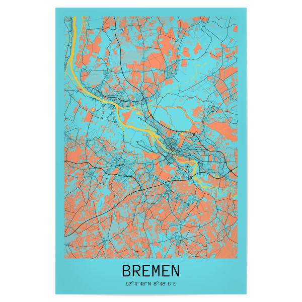 Poster 30x20 cm "Bremen Map" artboxONE - Städte / Weitere,Kartografie