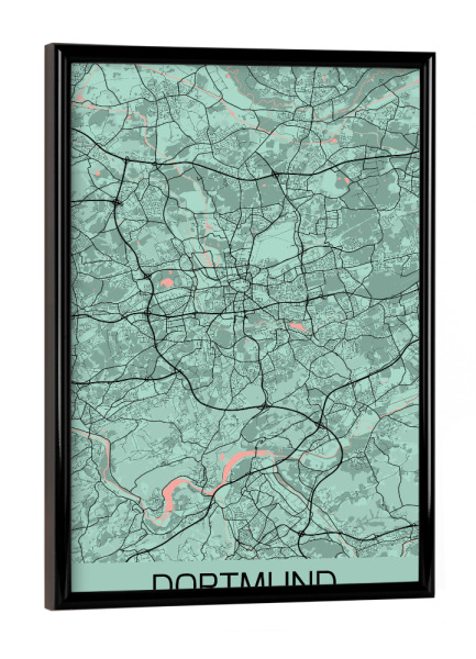 Poster mit schwarzem Rahmen "Stadt Dortmund Map" artboxONE - Städte / Weitere,Kartografie